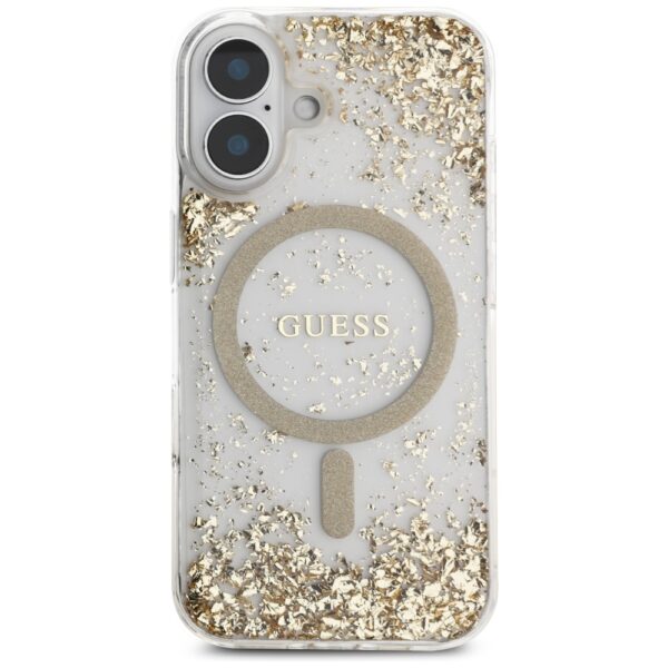 Etui Guess HC Resin Bottom Glitter do     iPhone 16 MagSafe złoty - obrazek 3