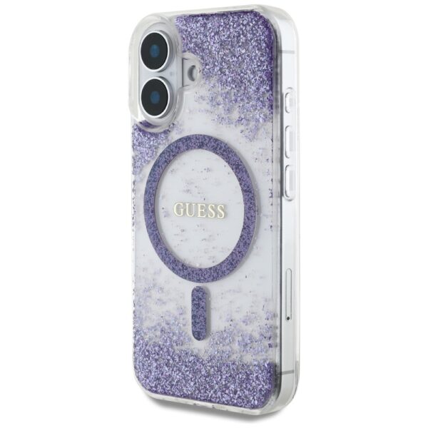 Etui Guess HC Resin Bottom Glitter do     iPhone 16 MagSafe fioletowy - obrazek 2