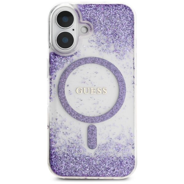 Etui Guess HC Resin Bottom Glitter do     iPhone 16 MagSafe fioletowy - obrazek 3