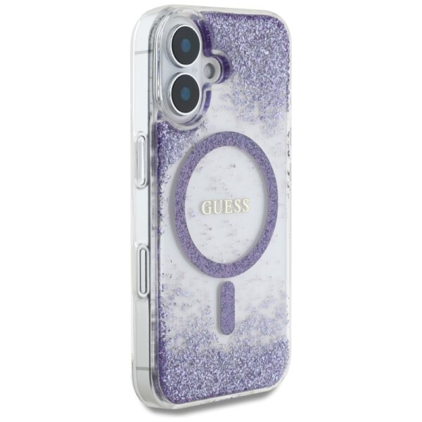 Etui Guess HC Resin Bottom Glitter do     iPhone 16 MagSafe fioletowy - obrazek 4