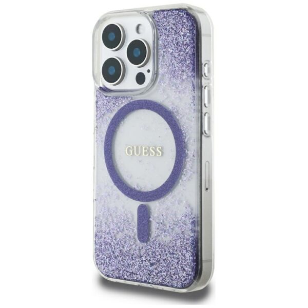 Etui Guess HC Resin Bottom Glitter do     iPhone 16 Pro MagSafe fioletowy - obrazek 2