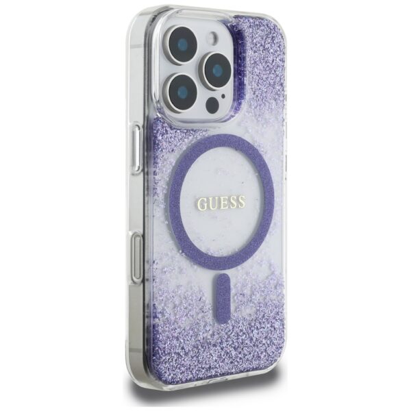 Etui Guess HC Resin Bottom Glitter do     iPhone 16 Pro MagSafe fioletowy - obrazek 4