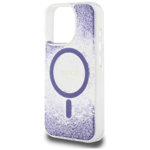 Etui Guess HC Resin Bottom Glitter do     iPhone 16 Pro MagSafe fioletowy - obrazek 6