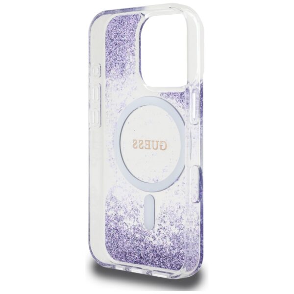 Etui Guess HC Resin Bottom Glitter do     iPhone 16 Pro MagSafe fioletowy - obrazek 7