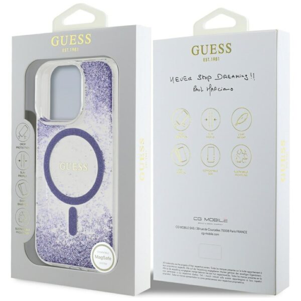 Etui Guess HC Resin Bottom Glitter do     iPhone 16 Pro MagSafe fioletowy - obrazek 8