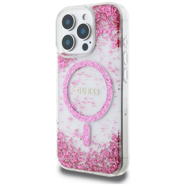 Etui Guess HC Resin Bottom Glitter do     iPhone 16 Pro Max MagSafe różowy - obrazek 2