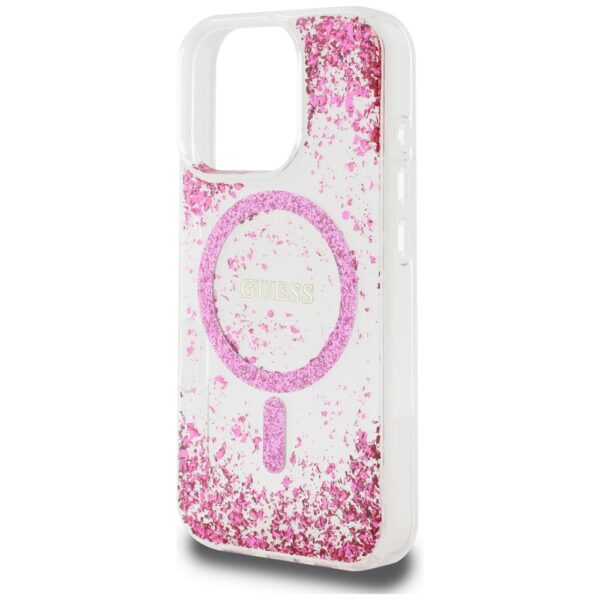 Etui Guess HC Resin Bottom Glitter do     iPhone 16 Pro Max MagSafe różowy - obrazek 6