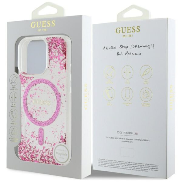 Etui Guess HC Resin Bottom Glitter do     iPhone 16 Pro Max MagSafe różowy - obrazek 8