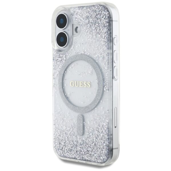 Etui Guess HC Resin Bottom Glitter do     iPhone 16 MagSafe srebrny - obrazek 2