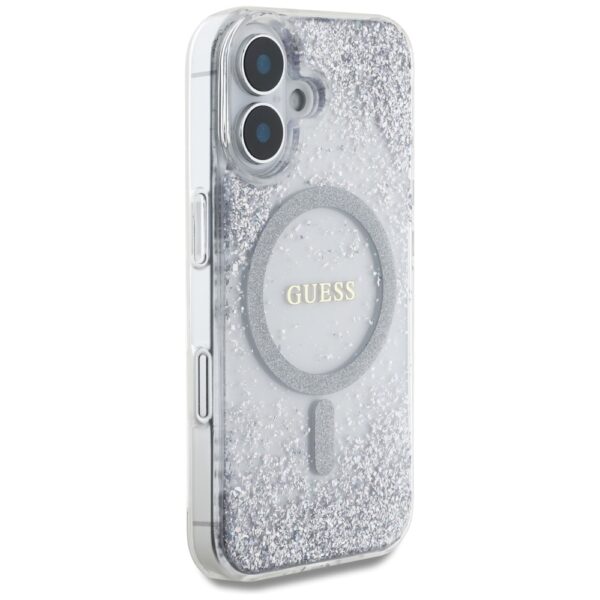 Etui Guess HC Resin Bottom Glitter do     iPhone 16 MagSafe srebrny - obrazek 4