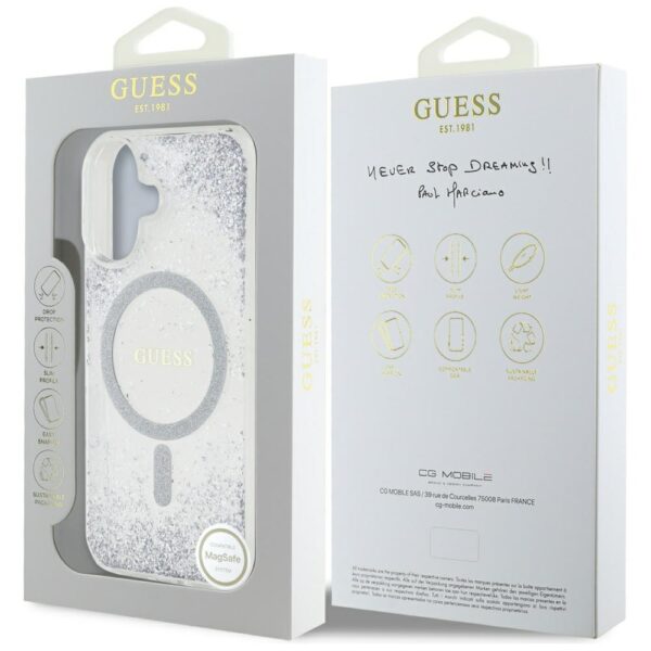 Etui Guess HC Resin Bottom Glitter do     iPhone 16 MagSafe srebrny - obrazek 8