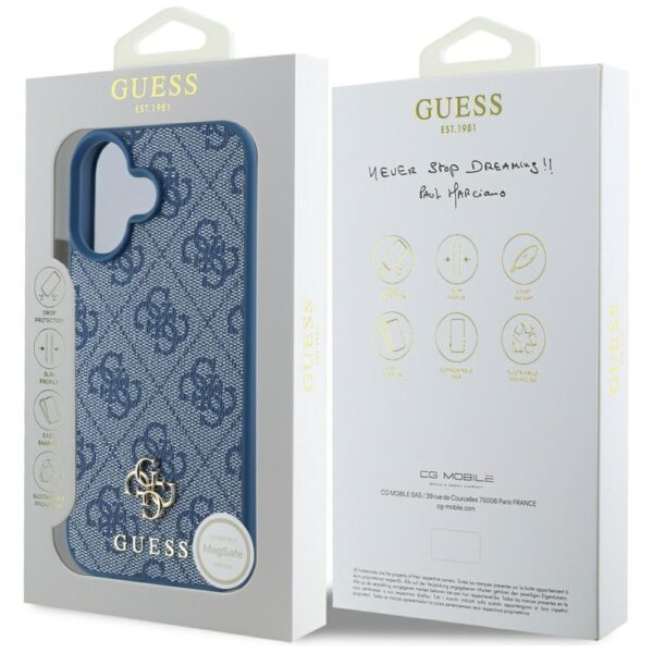 Etui Guess HC PU 4G Small 4G and Classic  do iPhone 16 MagSafe niebieski - obrazek 8