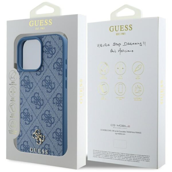 Etui Guess HC PU 4G Small 4G and Classic  do iPhone 16 Pro Max MagSafe niebieski - obrazek 8