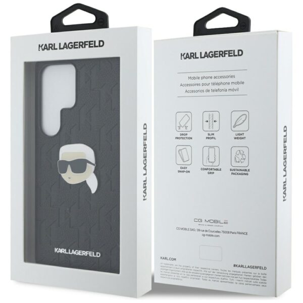 Etui Karl Lagerfeld Leather Monogram Pin  Logo Karl Head do Samsung Galaxy S25 Ultra czarny - obrazek 8