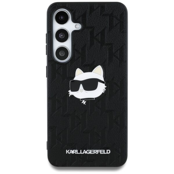 Etui Karl Lagerfeld Leather Monogram Pin  Logo Choupette Head do Samsung Galaxy S25 czarny - obrazek 3