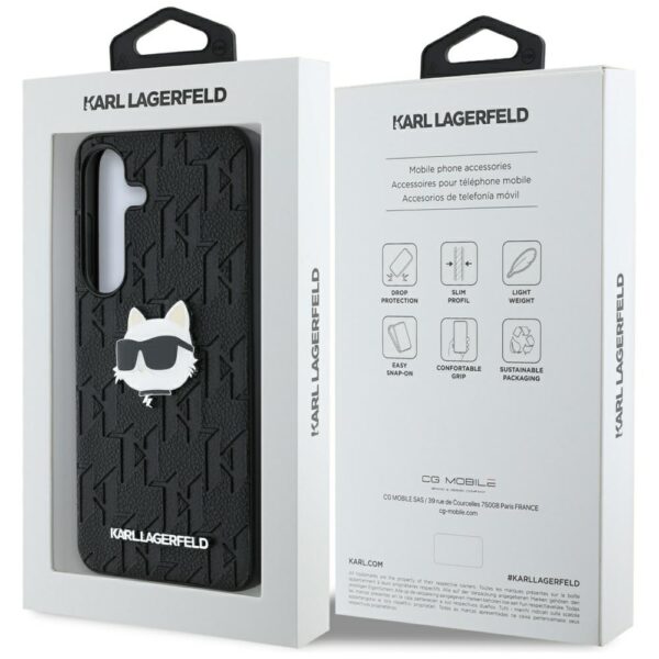 Etui Karl Lagerfeld Leather Monogram Pin  Logo Choupette Head do Samsung Galaxy S25 czarny - obrazek 8