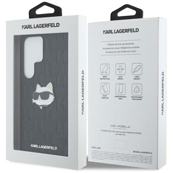 Etui Karl Lagerfeld Leather Monogram Pin  Logo Choupette Head do Samsung Galaxy S25 Ultra czarny - obrazek 8