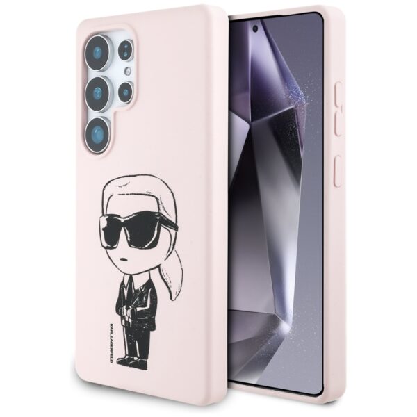 Etui Karl Lagerfeld Silicone Graffiti     Ikonik Printed Logo MagSafe do Samsung Galaxy S25 Ultra różowy