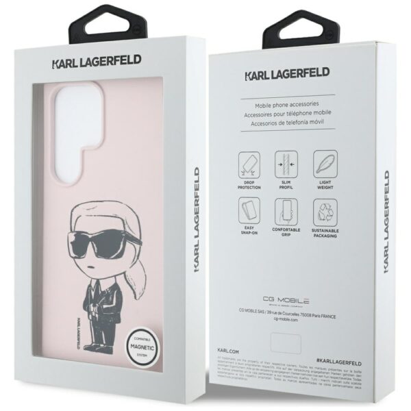 Etui Karl Lagerfeld Silicone Graffiti     Ikonik Printed Logo MagSafe do Samsung Galaxy S25 Ultra różowy - obrazek 8