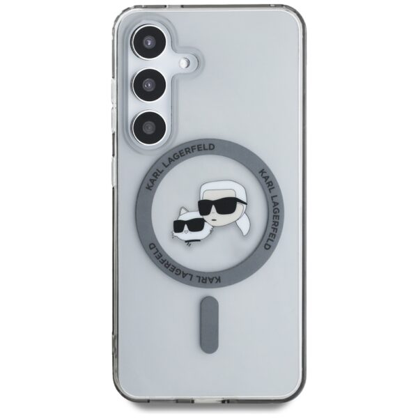 Etui Karl Lagerfeld Button Karl &         Choupette Heads Printed Logo MagSafe do Samsung Galaxy S25 czarny - obrazek 3