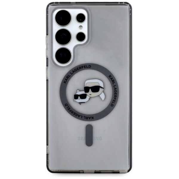 Etui Karl Lagerfeld Button Karl &         Choupette Heads Printed Logo MagSafe do Samsung Galaxy S25 Ultra czarny - obrazek 3