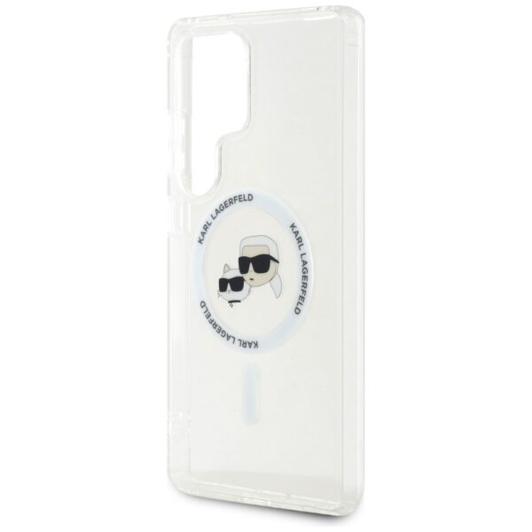 Etui Karl Lagerfeld Button Karl &         Choupette Heads Printed Logo MagSafe do Samsung Galaxy S25 Ultra biały - obrazek 6