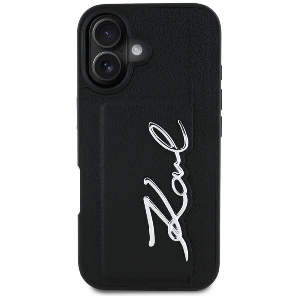 Etui Karl Lagerfeld HC Grained PU         Cardslot Metal Signature do iPhone 16 czarny - obrazek 3