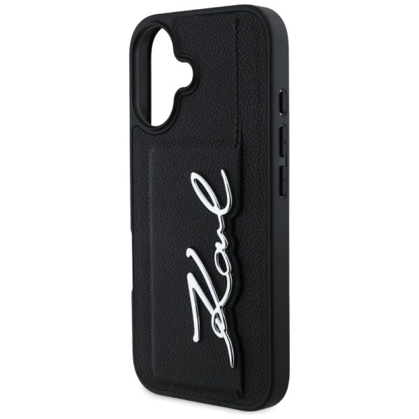 Etui Karl Lagerfeld HC Grained PU         Cardslot Metal Signature do iPhone 16 czarny - obrazek 6