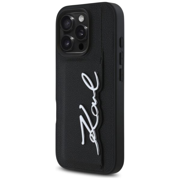 Etui Karl Lagerfeld HC Grained PU         Cardslot Metal Signature do iPhone 16 Pro czarny - obrazek 2