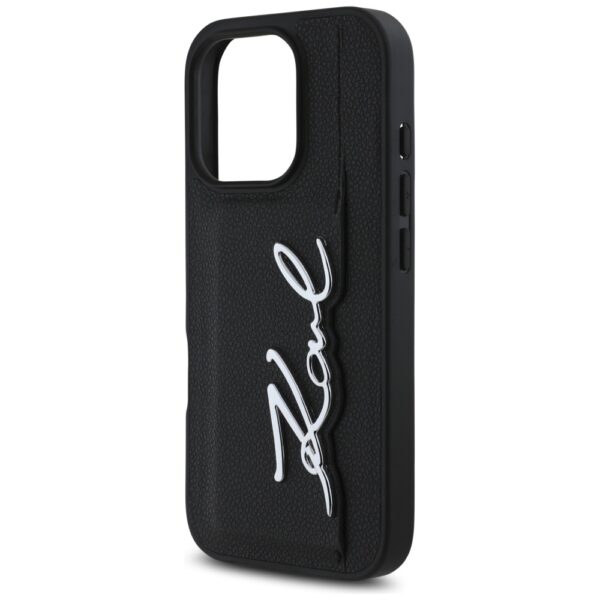 Etui Karl Lagerfeld HC Grained PU         Cardslot Metal Signature do iPhone 16 Pro czarny - obrazek 6