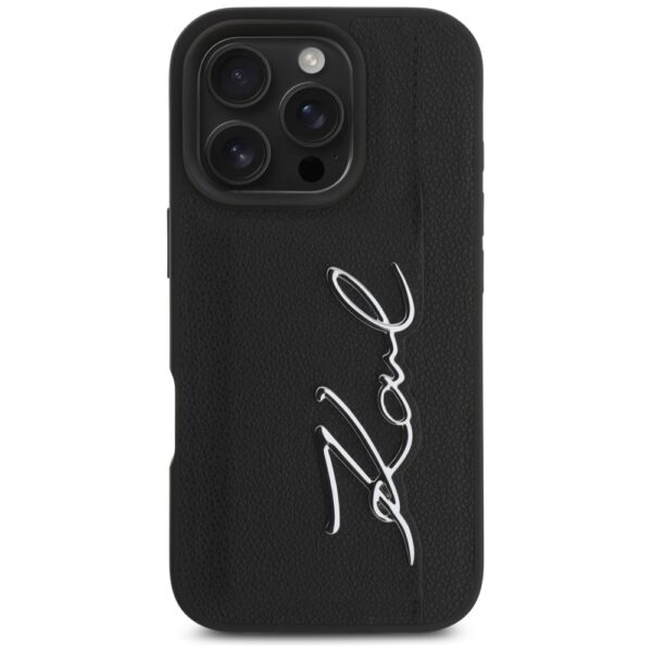 Etui Karl Lagerfeld HC Grained PU         Cardslot Metal Signature do iPhone 16 Pro Max czarny - obrazek 3