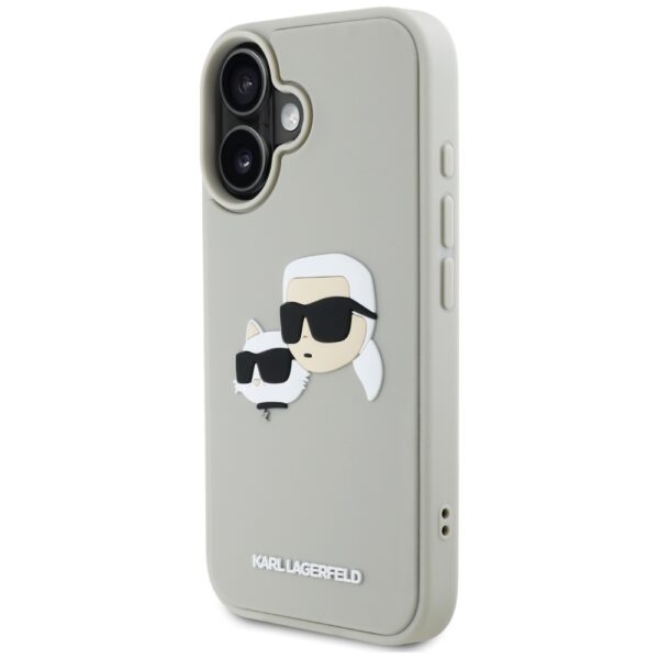 Etui Karl Lagerfeld HC 3D Rubber Double   Heads do iPhone 16 beżowy - obrazek 2