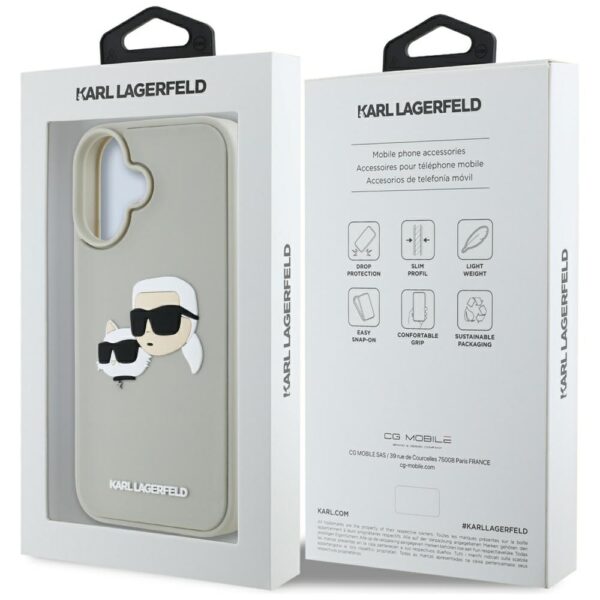 Etui Karl Lagerfeld HC 3D Rubber Double   Heads do iPhone 16 beżowy - obrazek 8