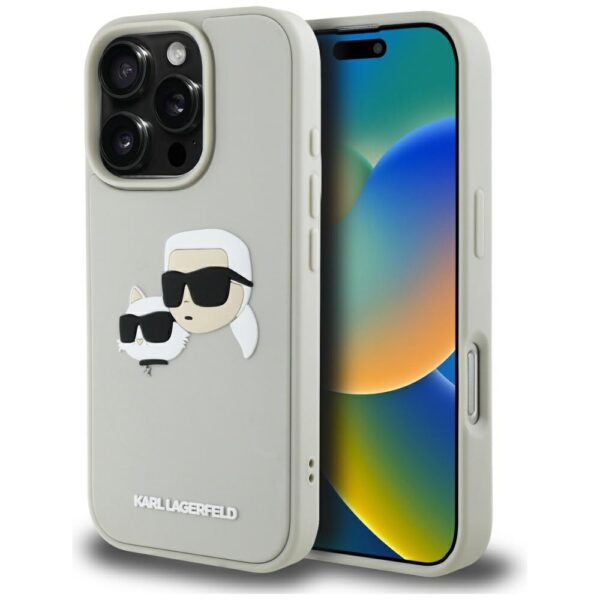 Etui Karl Lagerfeld HC 3D Rubber Double   Heads do iPhone 16 Pro beżowy