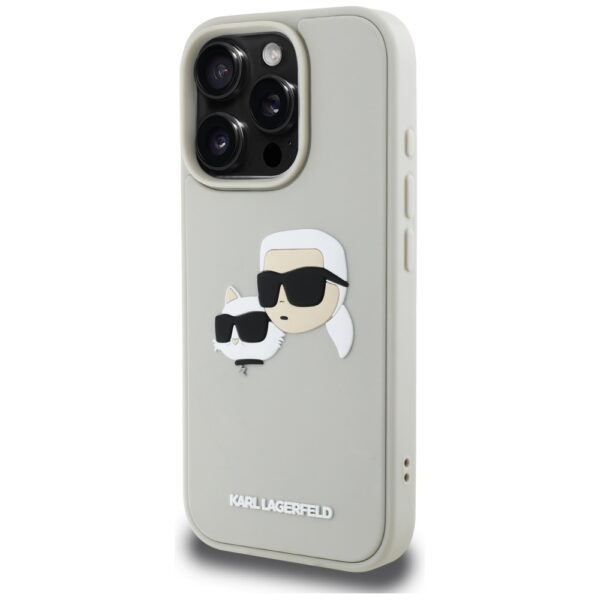 Etui Karl Lagerfeld HC 3D Rubber Double   Heads do iPhone 16 Pro beżowy - obrazek 2