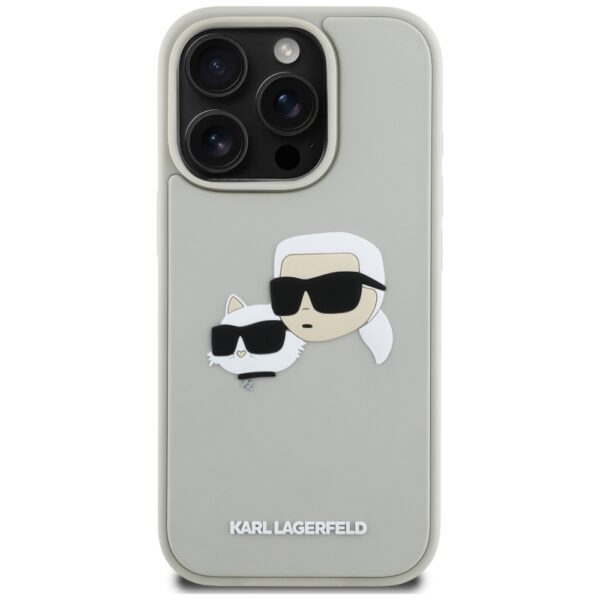 Etui Karl Lagerfeld HC 3D Rubber Double   Heads do iPhone 16 Pro beżowy - obrazek 3