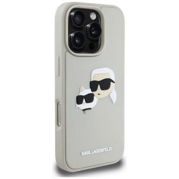 Etui Karl Lagerfeld HC 3D Rubber Double   Heads do iPhone 16 Pro beżowy - obrazek 4