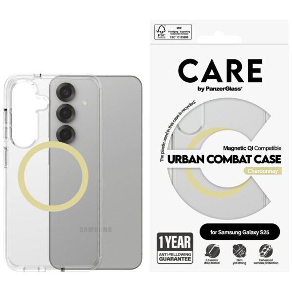 Etui CARE by PanzerGlass Flagship Urban   Combat Chardonnay QI do Samsung Galaxy S25 przezroczysty