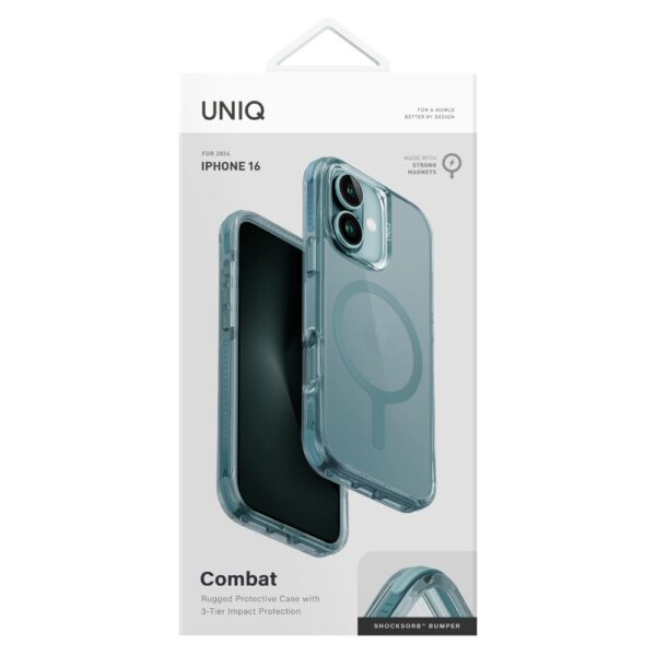 UNIQ etui Combat iPhone 16 6.1" Magclick  Charging zielony/teal green - obrazek 6